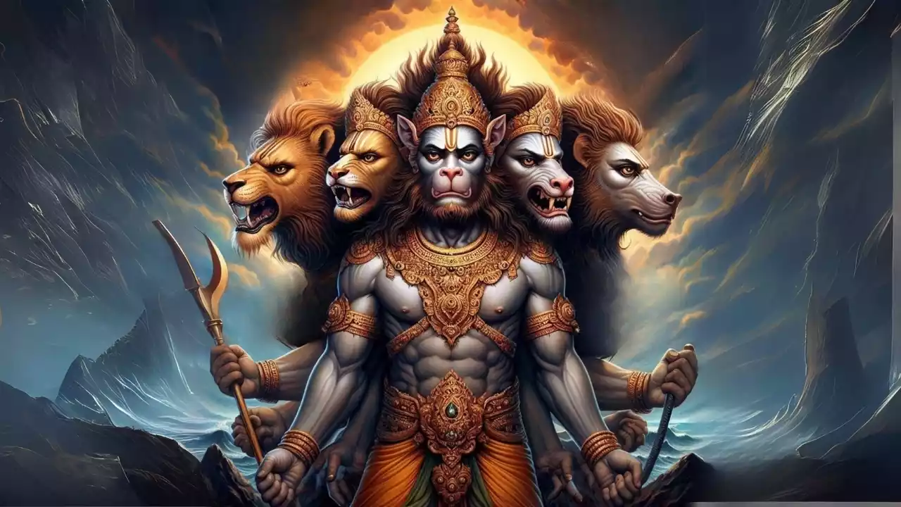 पंचमुखी-हनुमान-कथा-का-चित्रण