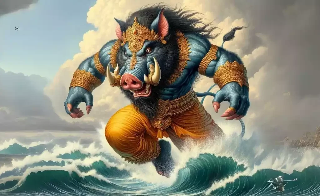 भगवान-विष्णु-का-वराह-अवतार-पृथ्वी-उद्धार-दृश्य