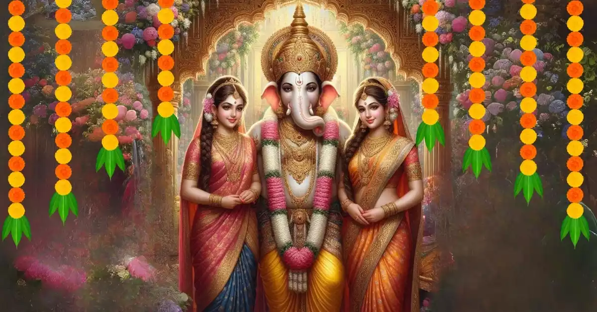 गणेश-जी-का-दिव्य-विवाह-मंडप-में-रिद्धि-सिद्धि-के-साथ