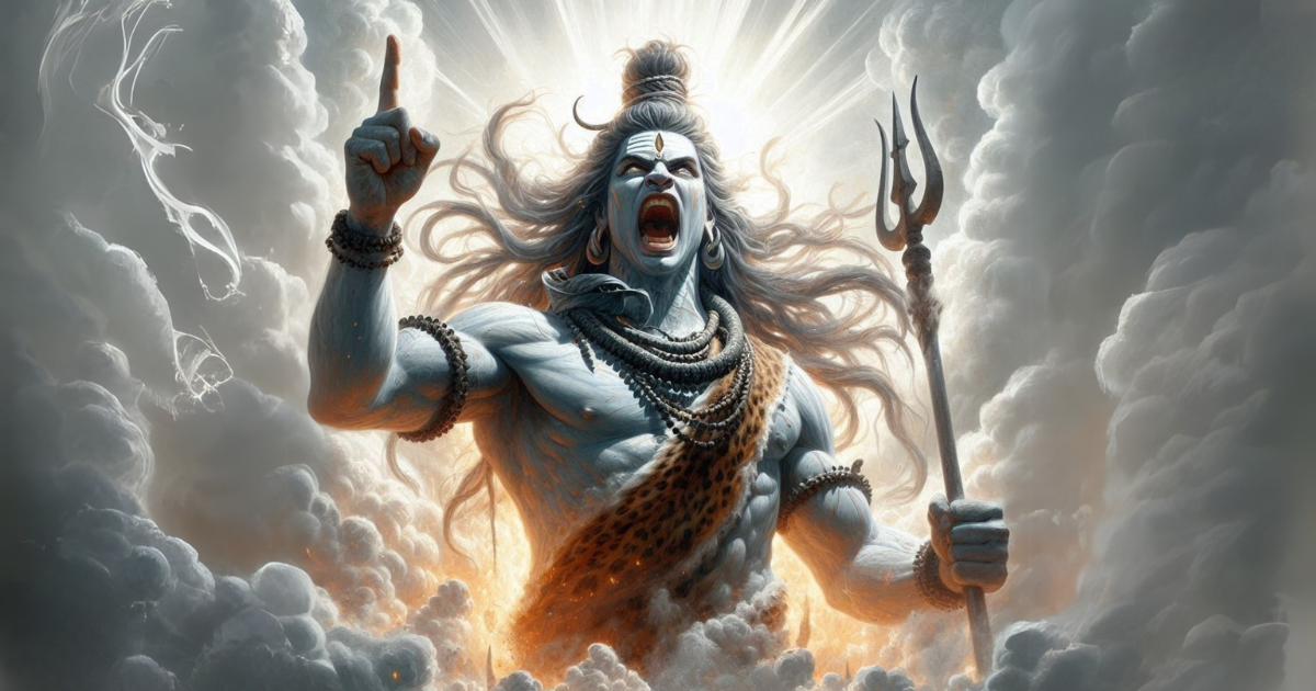 महाकाल भगवान शिव का क्रोधित रूप - यमराज को दंडित करते हुए त्रिशूलधारी महादेव