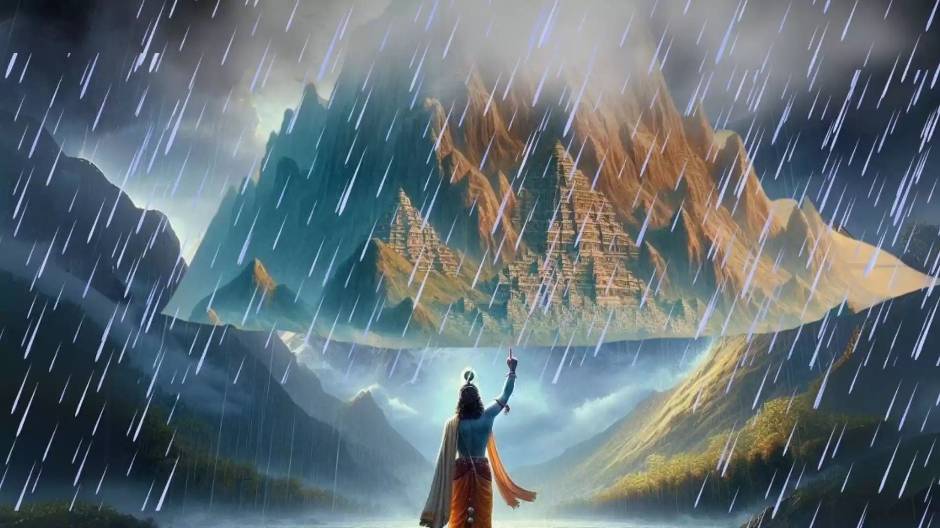 श्री-कृष्ण-ने-गोवर्धन-पर्वत-उठाया