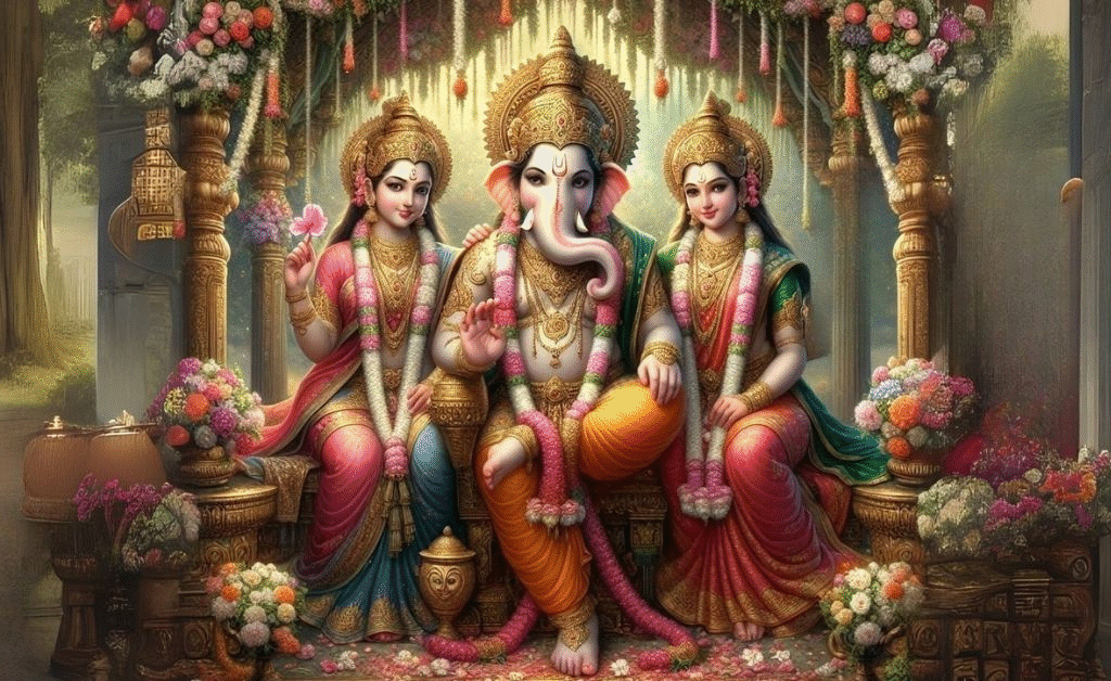 गणेश-जी-और-रिद्धि-सिद्धि-का-चित्र