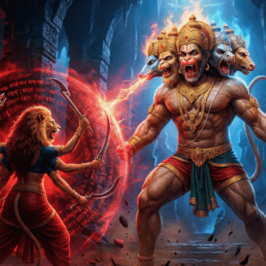 Read more about the article हनुमान और निकुंभला का युद्ध: पंचमुखी हनुमान बनाम प्रत्यंगिरा देवी की दिव्य कथा