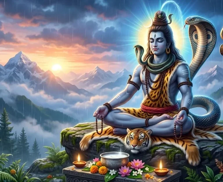 नाग-पंचमी-2026-पूजा-विधि-शुभ-मुहूर्त - Lord-Shiva-and-Nag-Devta-illustration